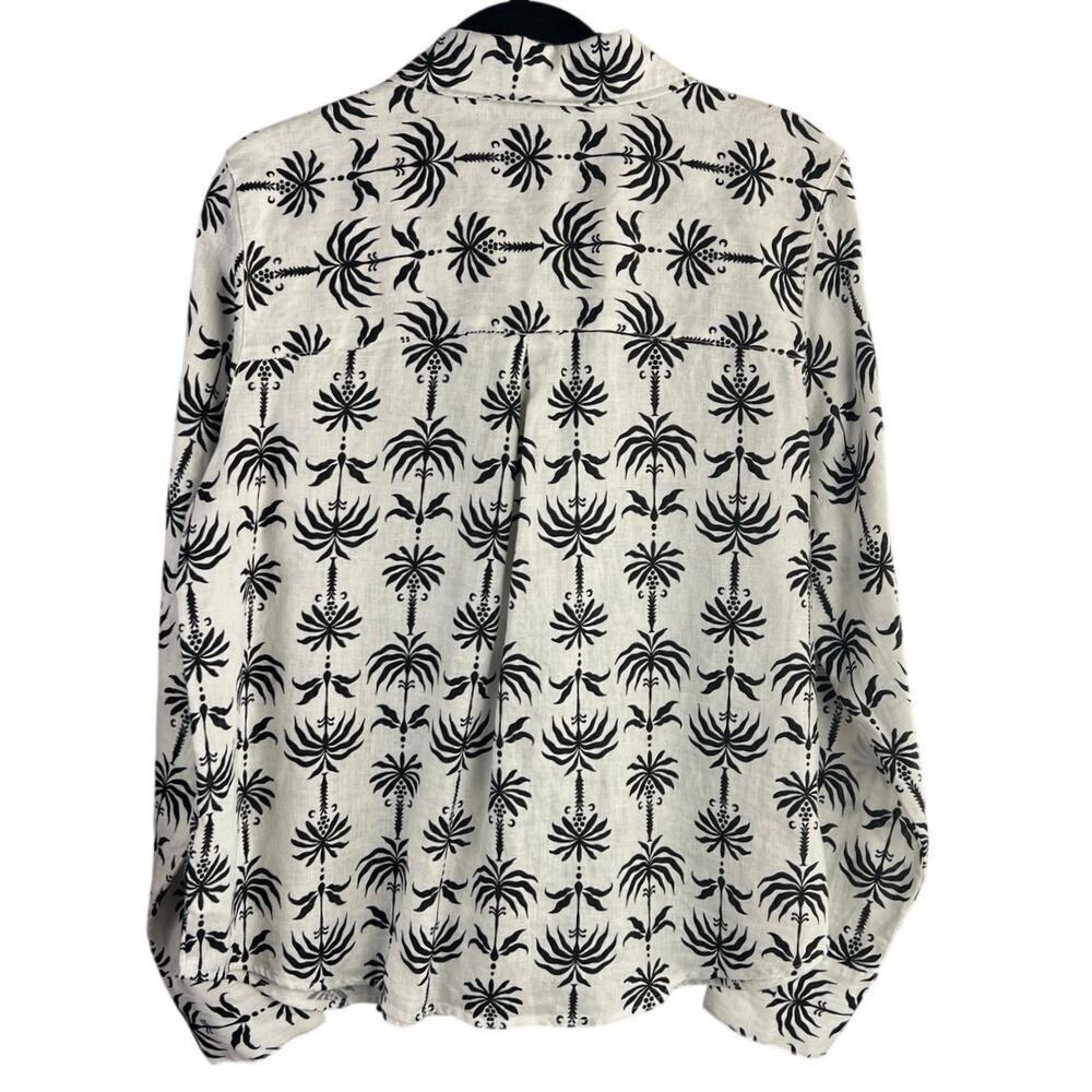 Nicole Miller 100% Linen Black and White Long Sleeve Button Down Size L - Picture 7 of 7